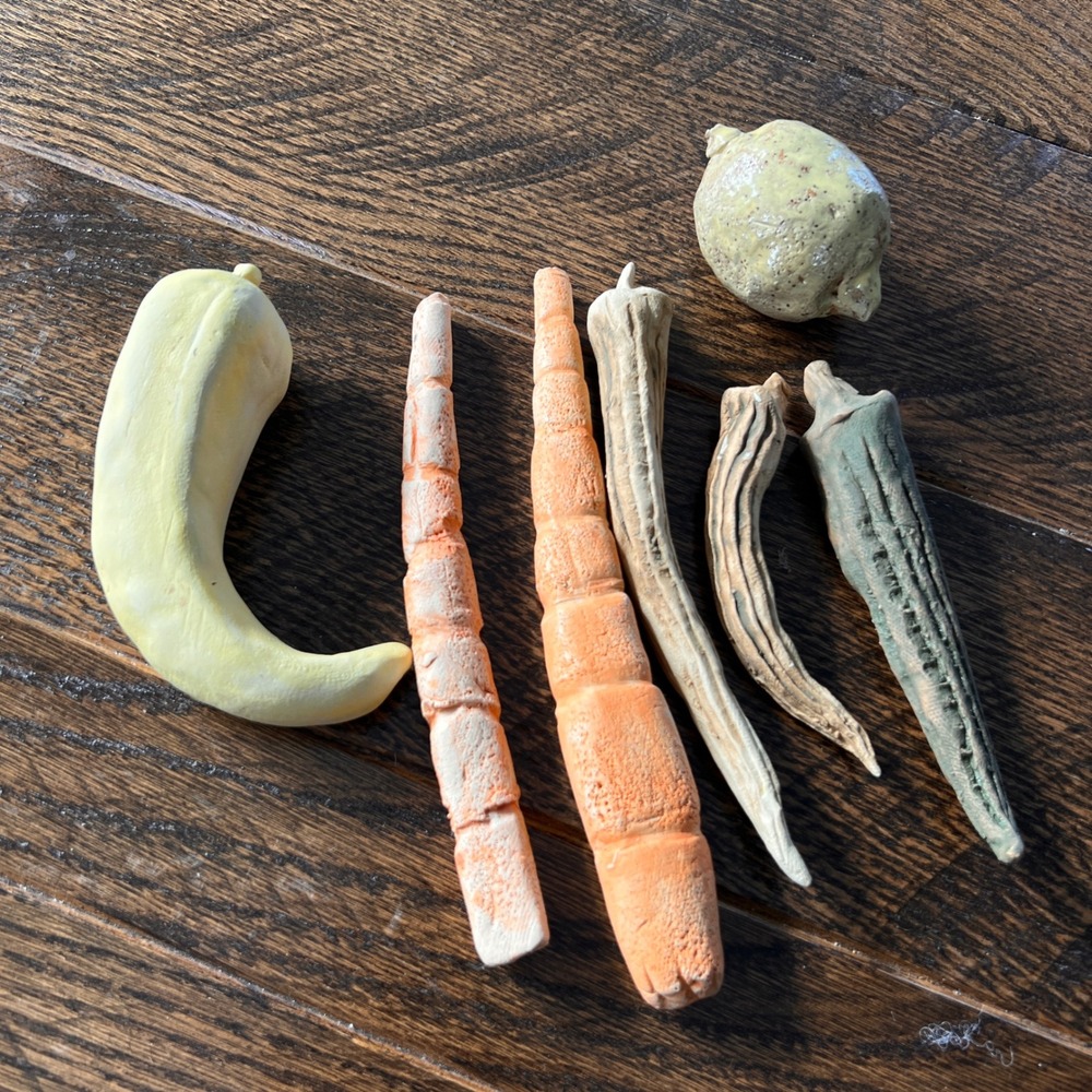 Vintage Clay Terracotta Handmade Painted Vegetable Produce